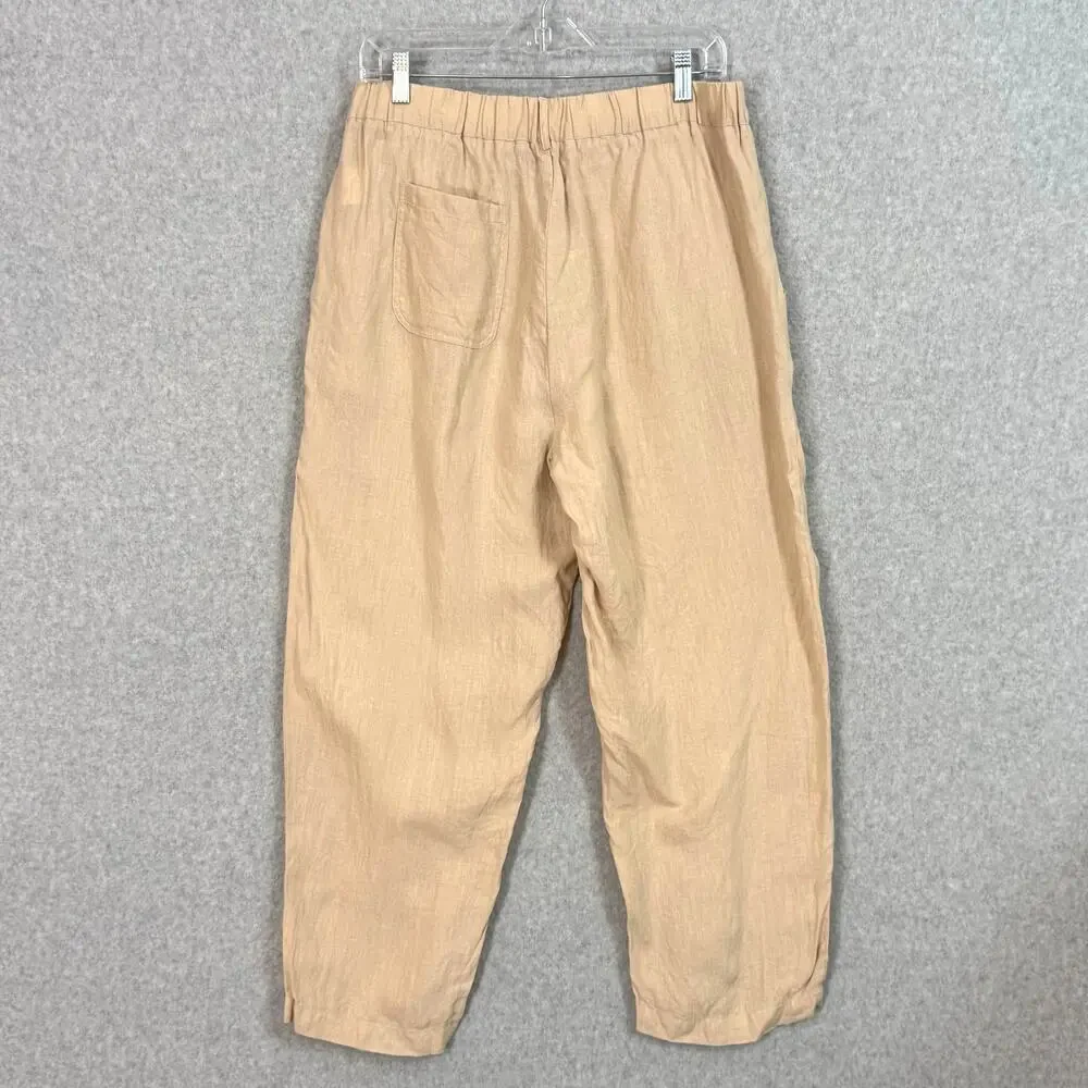 Quince 100% European Linen Pants Size L Pull On Beachy Quiet Luxury Resort Chic